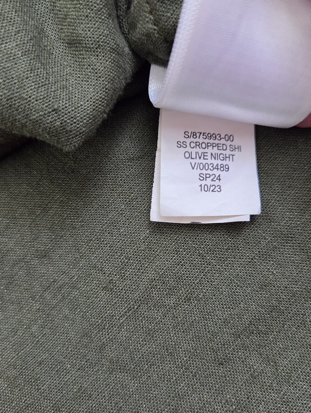 GAP Olive Green Linen Blend Cropped Button Down Shirt Small Tall NEW NWT 875993 - Picture 7 of 9